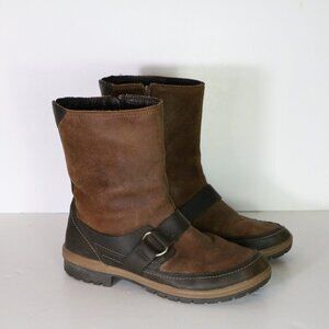 Merrell Emery Buckle Winter Boots Womens 8.5 Brown Leather Mid Calf Comfort